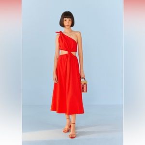 NWT FARM Rio Red Knot Midi Dress